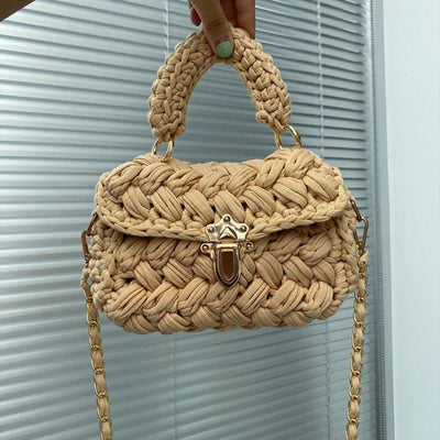 Beige Strick Haekel Handtasche Gestrickt Gewobene Taschen Schweiz