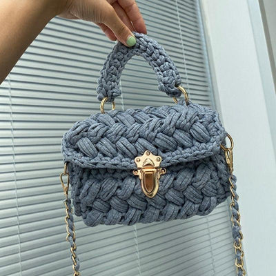 Grau Blaue Strick Haekel Handtasche Tasche Damen Online Fashion Trends Just Style