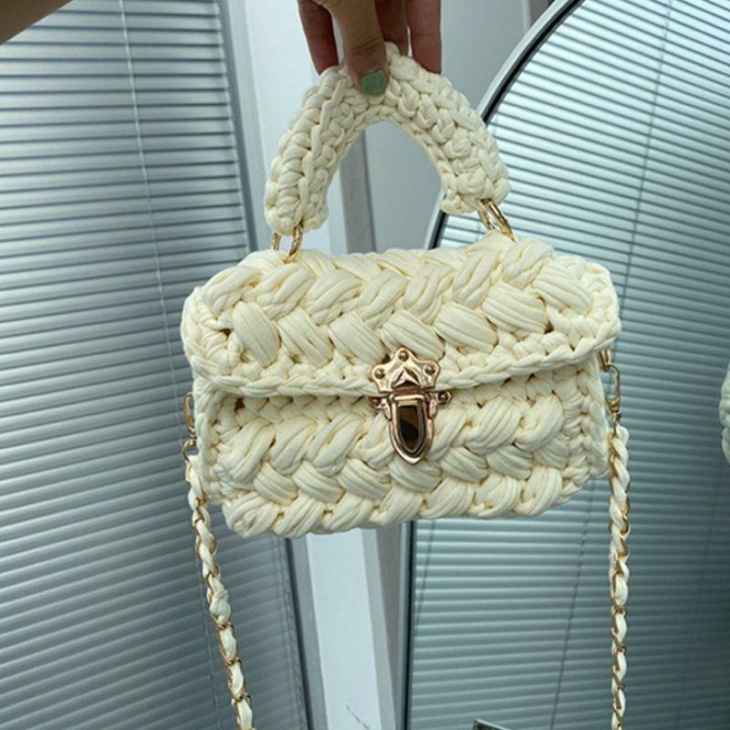Weisse Haekel Damen Handtasche Gestrickt Gewobene Fashion Taschen Schweiz Just Style
