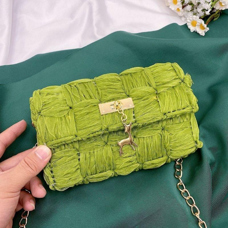 Gras Gruene Stricktasche Haekeltasche Gewobene Handtasche Fashion Style Just Style
