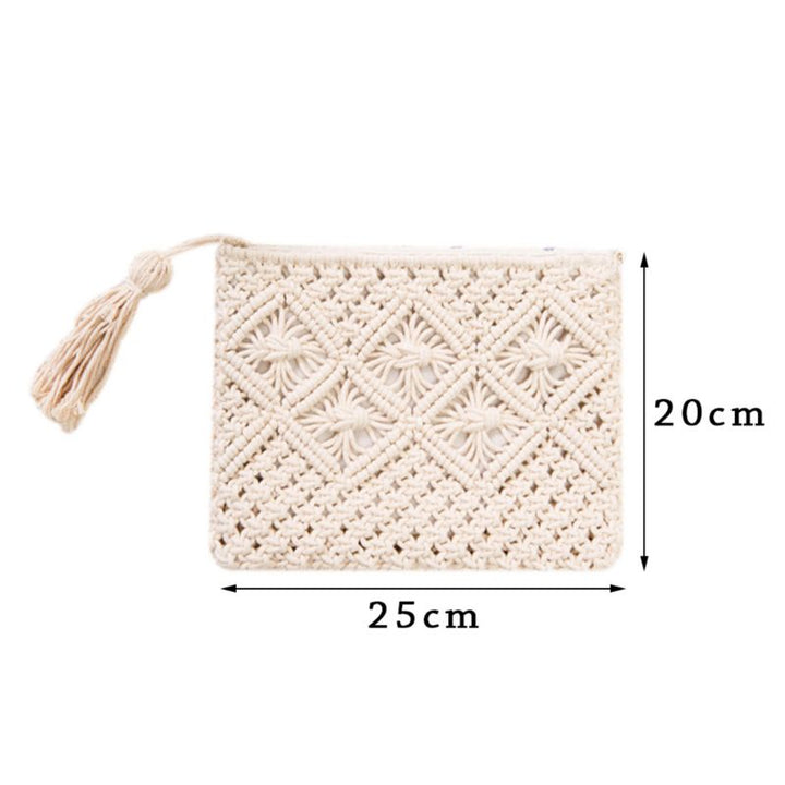 Weisse Haekel Tasche - gewobene Clutch Haekeltasche