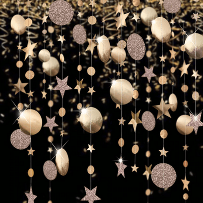 Girlanden Dekoration mit Sternen und Kreisen | Dekoration für dein Zuhause | Weihnacht, Silvester, Hochzeit Deko