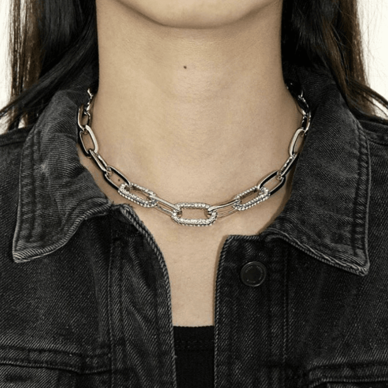 Silberne Glieder Choker Halskette Glitzer Shine Bright
