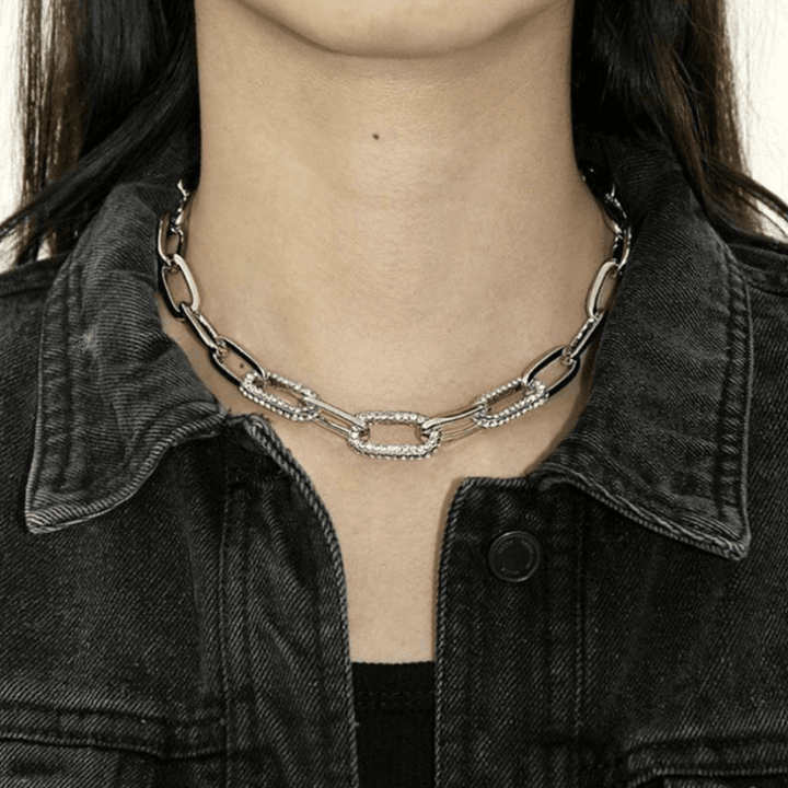 Silberne Glieder Choker Halskette Glitzer Shine Bright