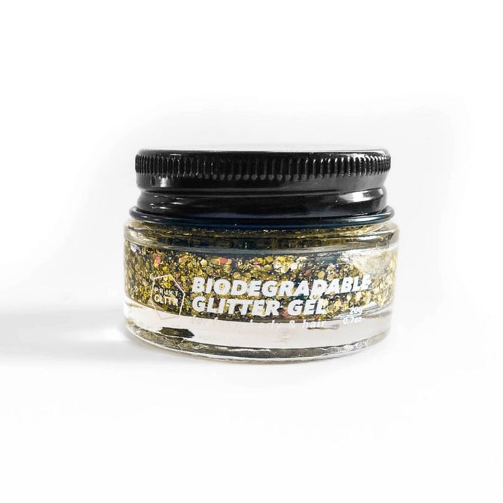 Bio Glitzer Gel in gold fuer Gesicht, Koerper und haare 