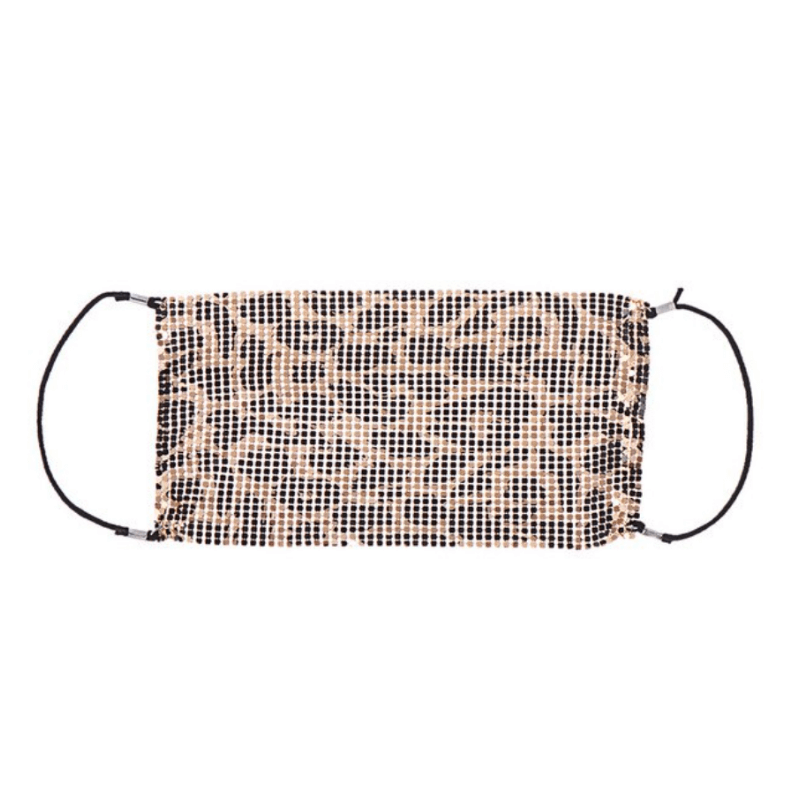 Leopard Glitzermaske Gesichtsmaske Fashion Alltagsmaske Hygienemaske Accessoire Glitzer Bling Bling