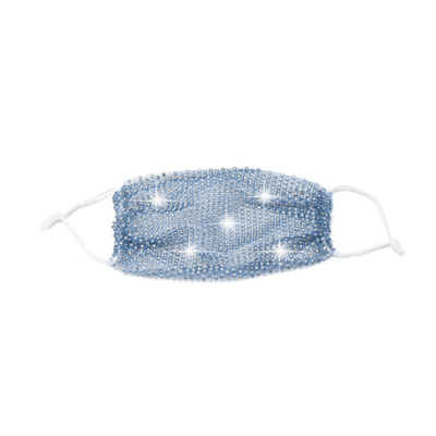 Blaue Glitzermaske Pailletten Glitzer Steine Mundschutz Schmuck