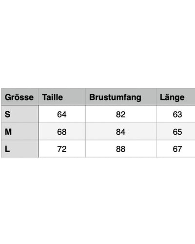 Groesentabelle vom Glitzer Pailletten Kleid Shina