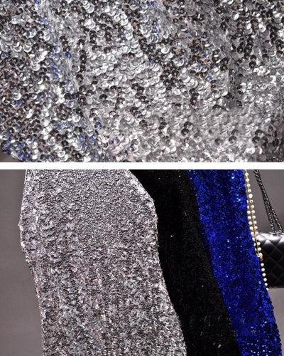 Pailletten Kleid Glitzerkleid silber, schwarz, blau - Silvester Glitzerkleid Damen online bestellen