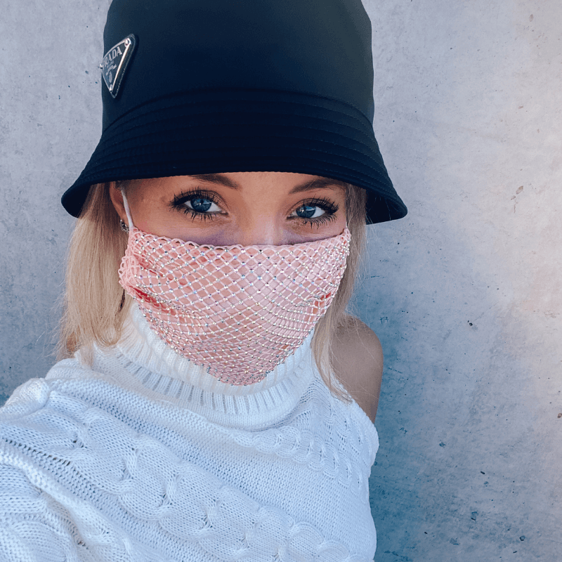 Pastell Farbige Maske Mund-Nasen-Bedeckung mit Glitzer Effekt