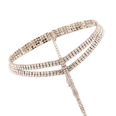 goldene Glitzer Strasssteine Kette - Elegante Diamanten Choker Halskette 
