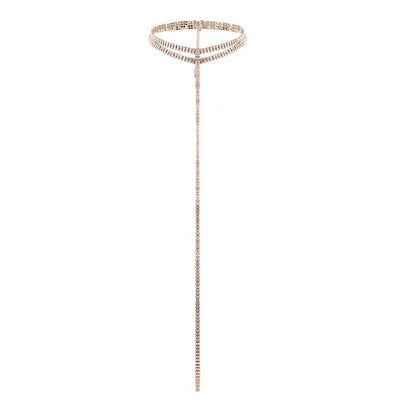 Goldene Choker Glitzer Halskette Damen - Elegante Damen Halskette mit Glitzersteinen 