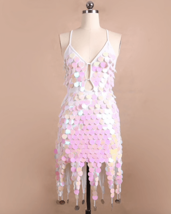 Weisses Pailletten Glitzer Kleid Festival Burning Man Style Schweiz