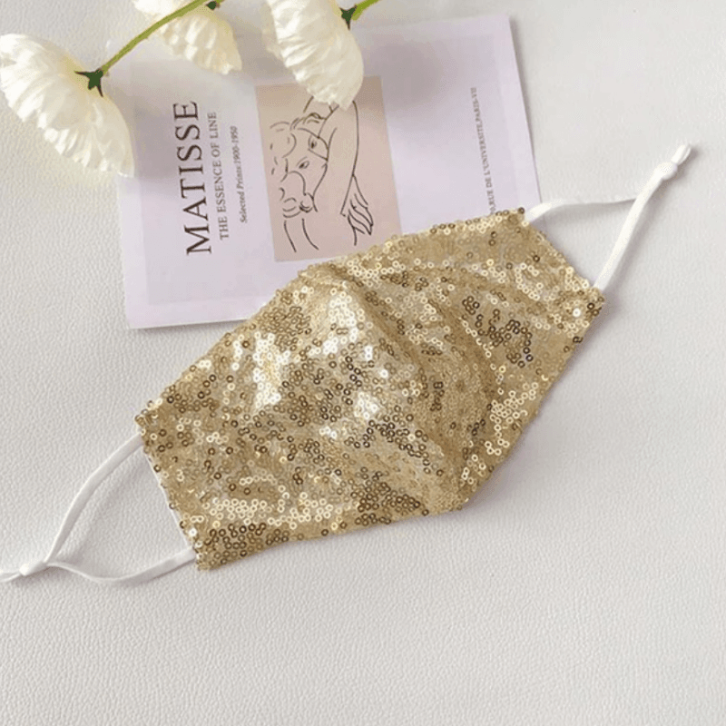 Goldene Pailletten Stoffmasken Schweiz - Textilmasken Mundschutz Glitzer
