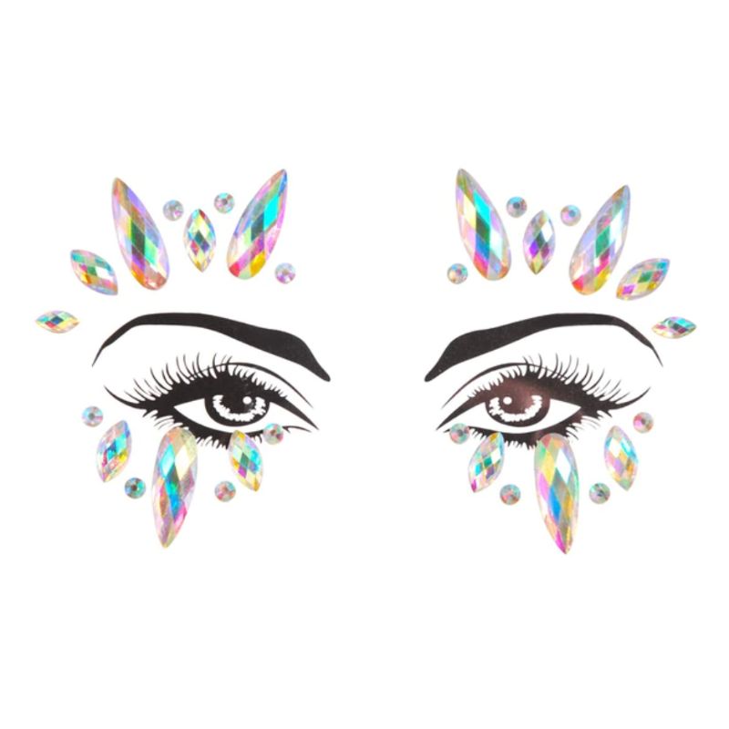 Silberne Glitzersteine mit farbigem Schimmer Effekt - Selbstklebendes Glitzer fuer um die Augen herum