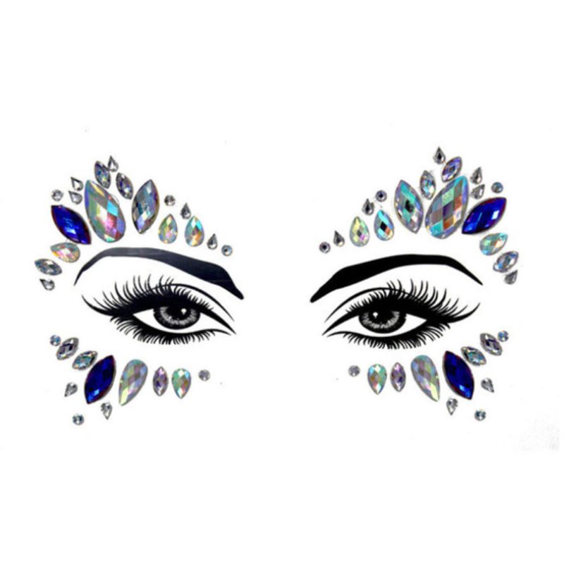 Silber Blaue Edel Glitzer Steine zum ins Gesicht kleben - Make-Up Festival Glitzer online kaufen