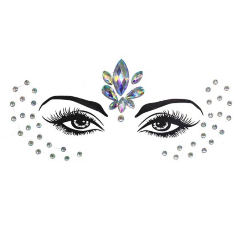 Glitzer Make-Up zum Aufkleben - silberne klebende Glitzersteine fuer Gesicht