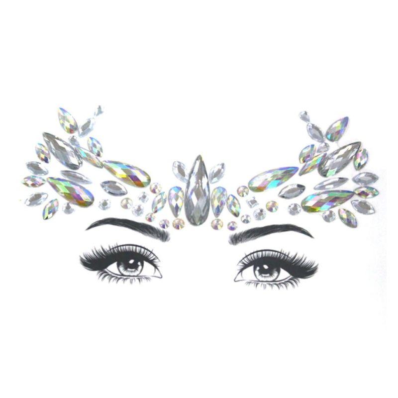 Silberne Glitzer Diamanten Steine zum Aufkleben im Gesicht - Glitzer Makeup Face Glitter in silber