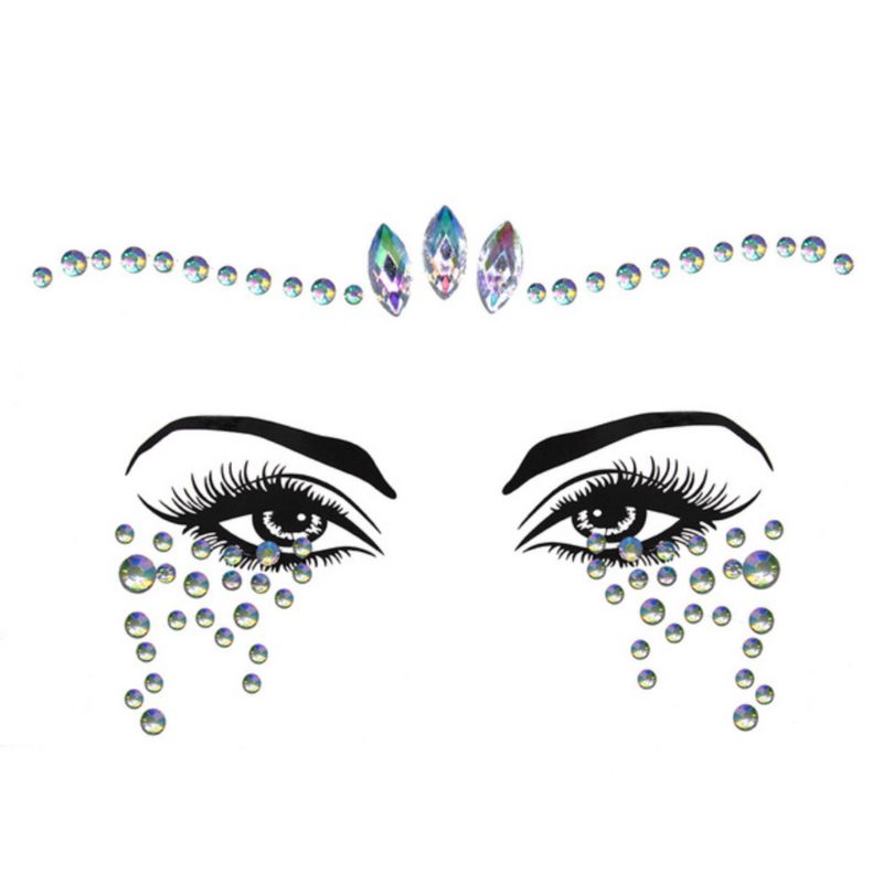 Silberne Glitzer Strass Kristallsteine fuer das Gesicht Augenpartie - Selbstklebende Glitzersteine Just Style Schweiz