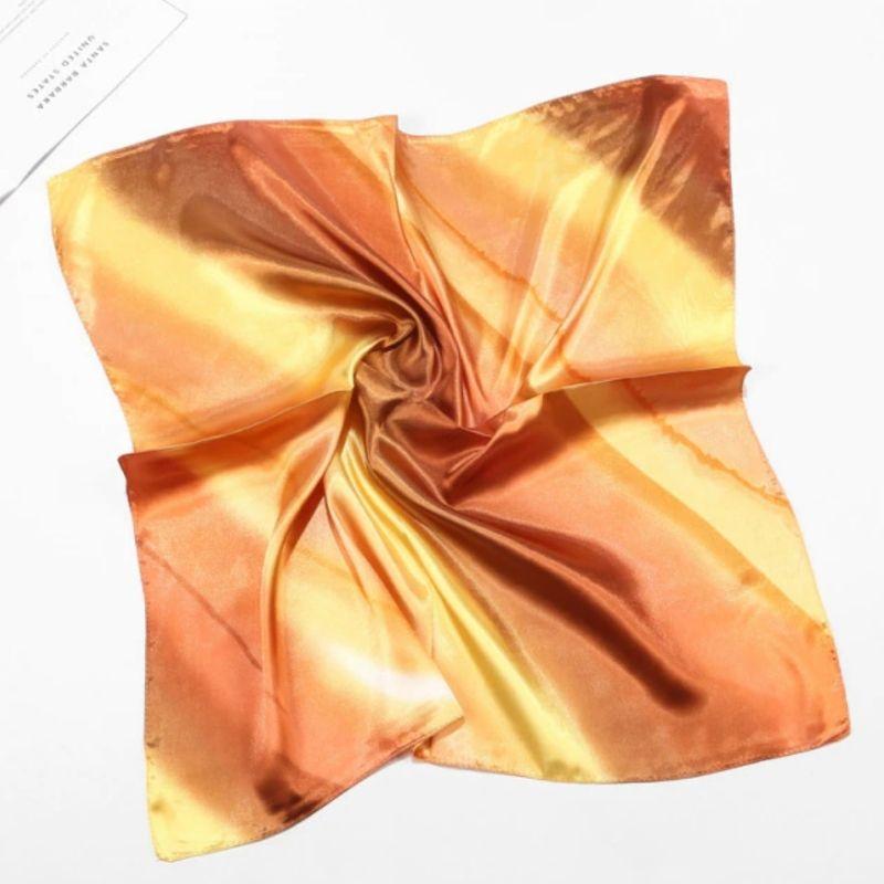 Goldenes Foulard Bandana Seiden Tuch mit Farbverlauf - Kopftuch Halstuch online kaufen Schweiz