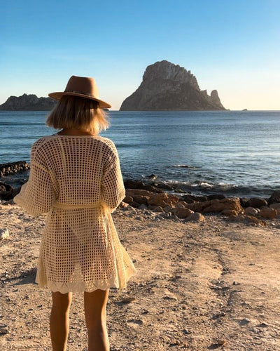 Grobstrick Haekel Kimono Cardigan im Boho Ibiza Style