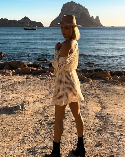 Boho Ibiza Kleidung Cardigan Strickjacke Grobnetz 