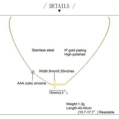 goldene Damen Halskette mit Kreuz Symbol
