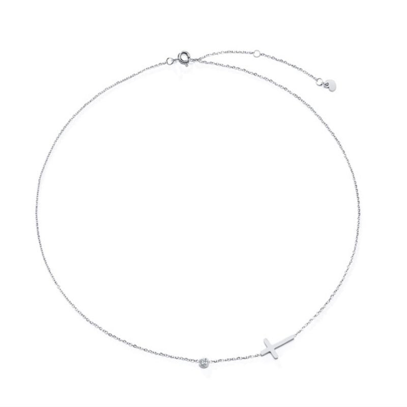 Silberne Choker Halskette mit Kreuz Symbol 