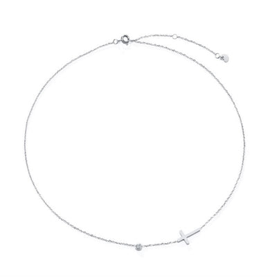 Silberne Choker Halskette mit Kreuz Symbol 