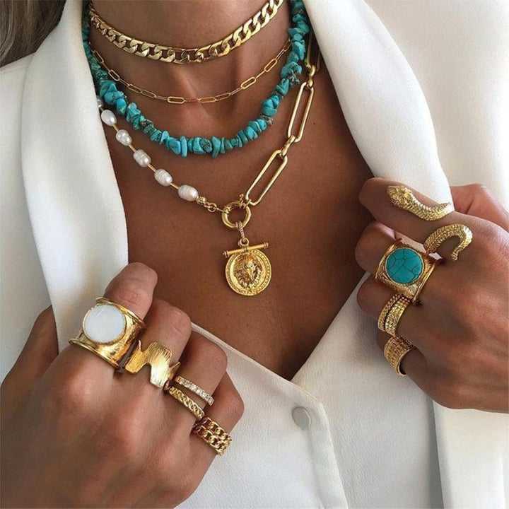 Multilayer Halskette Choker im Beach Boho Style - Gliederketten Perlenketten und mehr