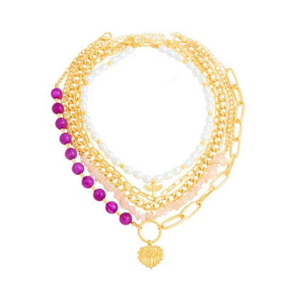 Boho Damen Schmuck Halsketten Set aus 6 diversen Ketten
