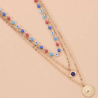 Goldene Fatima Multilayer Choker Halskette mit Fatima Auge 