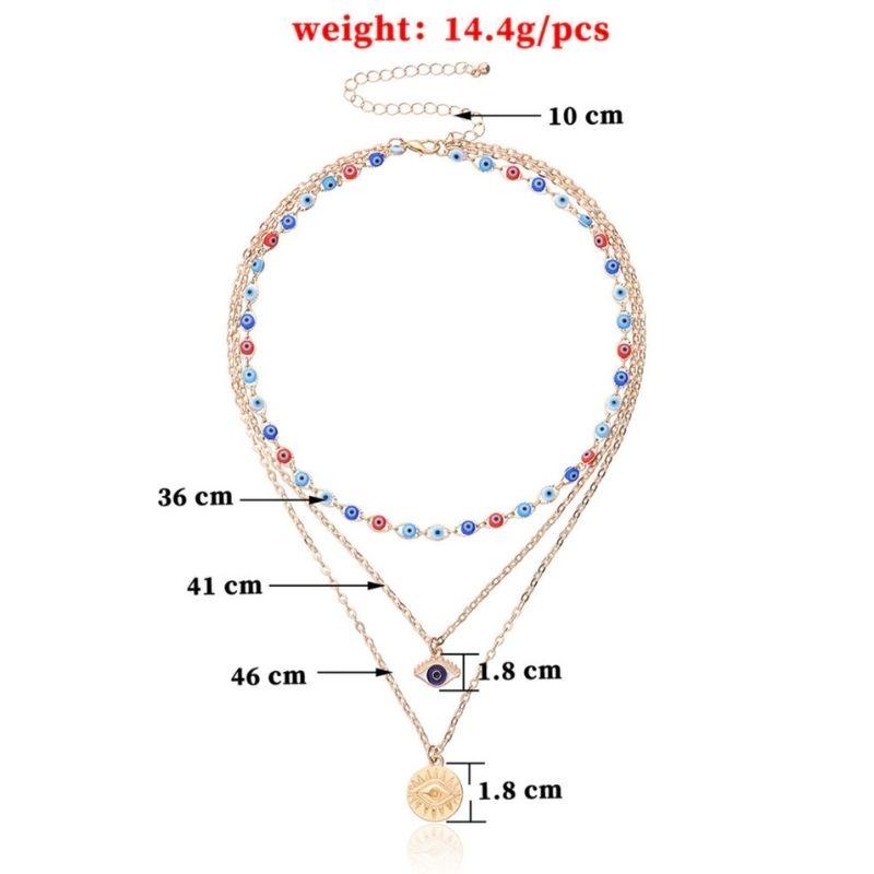 Multilayer Halsketten Set mit Fatima Auge Anhänger