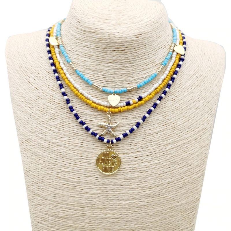 Seestern Halsketten Choker Multilayer Set aus farbigen Perlen 