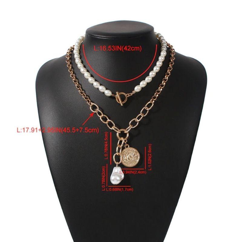Multilayer Halsketten Set aus zwei diversen Ketten - Perlenkette und Gliederkette Modeschmuck Choker Halsketten