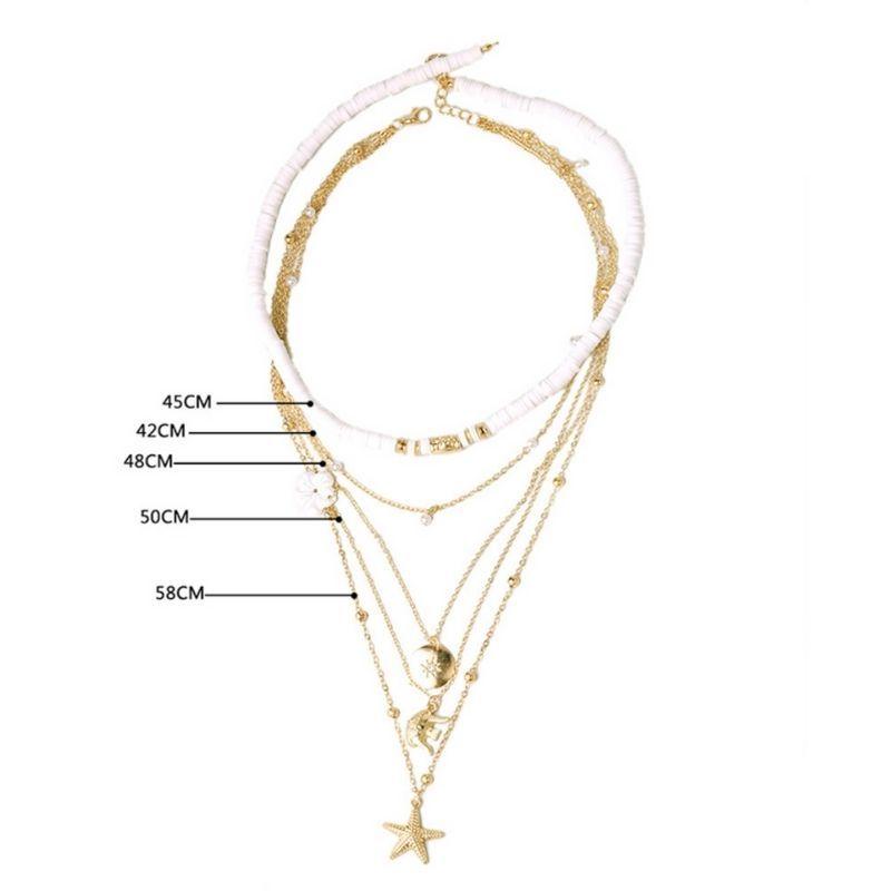 Halsketten Multilayer Set in weiss gold - Boho Modeschmuck Schweiz