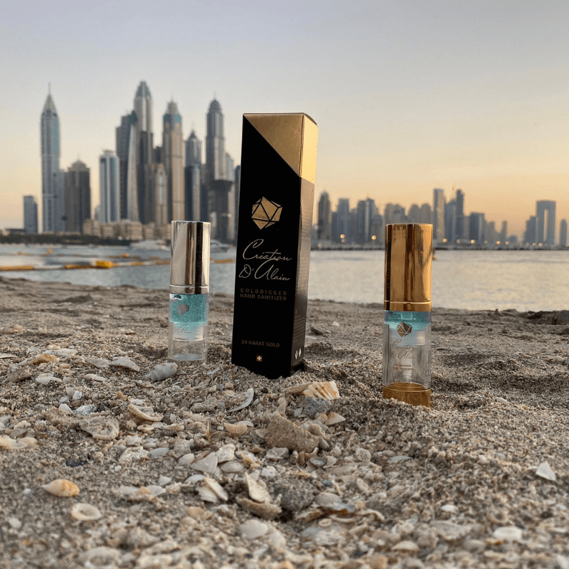 Edles Luxus Glamour Hand Desinfektionsmittel aus Gold und reinem Silber - Dubai Style