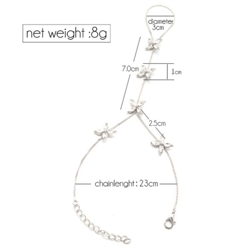 Damen Modeschmuck Armband Hand Finger Kette mit Blumen - Boho Modeschmuck Schweiz