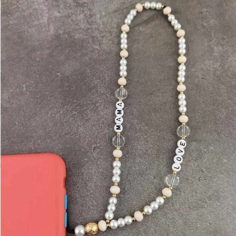 Perlenkette Handykette Kette Smartphone Phonecover Accessoires Love Mama