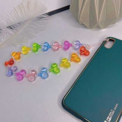 Bunte Handykette mit Herz Symbolen transparente Herze