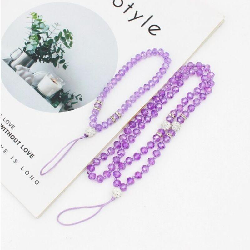 Violette Kristallperlen Smartphone Accessoires - Handyketten Set lang und kurz