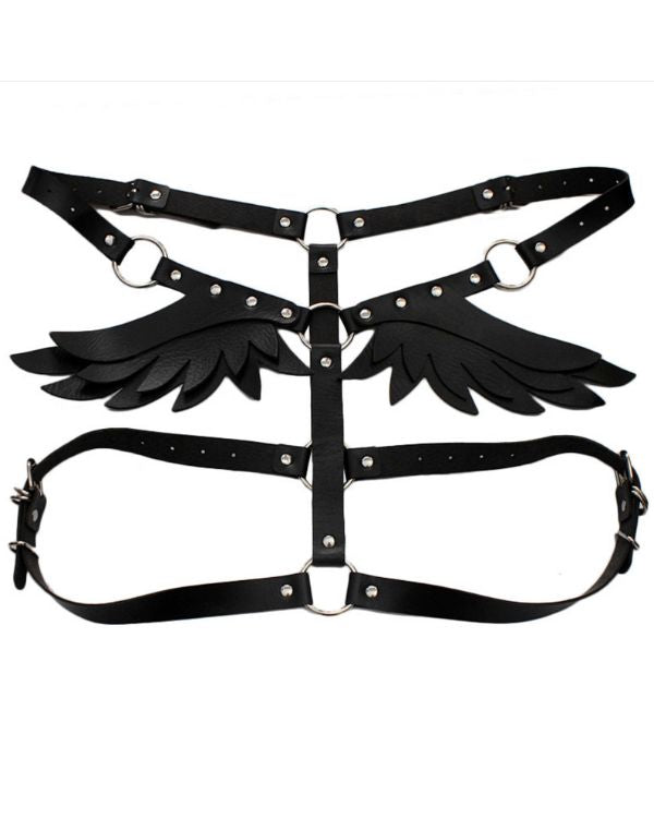 Harness mit Schnallen und Fluegel auf der Rueckseite