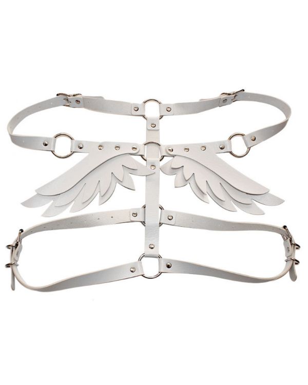 Harness Body Koerperguertel in weiss mit Fluegel