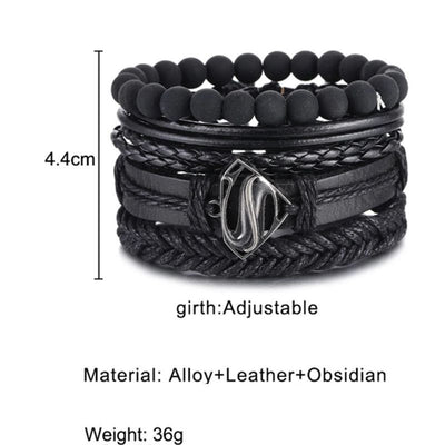 Herren Modeschmuck Armband Set aus 4 diversen Armbaendern