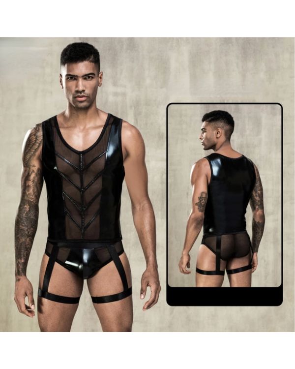 Erotisches Sexy Herren Kinky Outfit mit Lack Effekt 