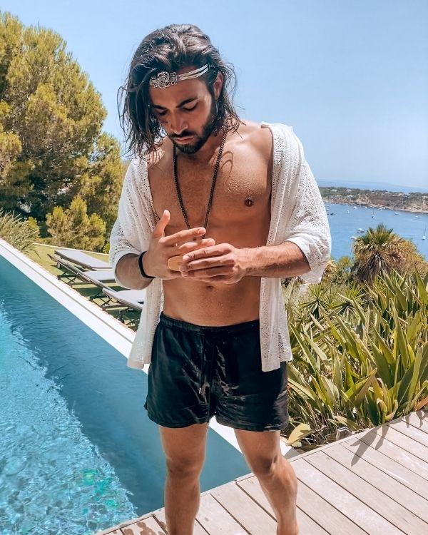 Weisse Boho Sommer Bluse Hemd Hippie Style Ibiza - Model Gianni Leone aus Italien