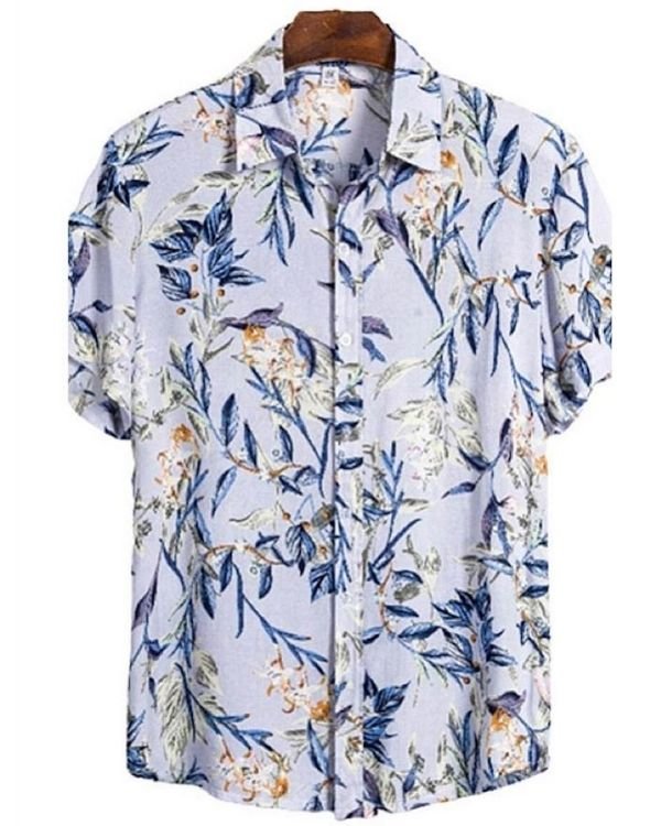Herren Hemd im Vintage Retro Flower Blumen Style - Sommer Blumen Boho Bluse fur moderne Herren 