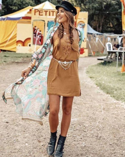 Langer Festival Style Kimono mit Blumen Motiven