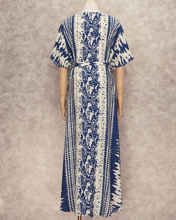 Blauer Kaftan aus Baumwolle im Boho Style