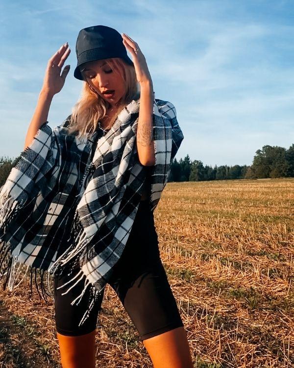 Kapuzen Poncho Cape Damen